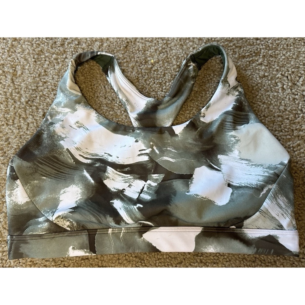 Athleta Women's Ultimate Printed Bra Size‎ Medium - Olive Green